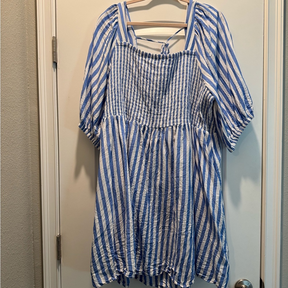 Blue and White Striped Dress